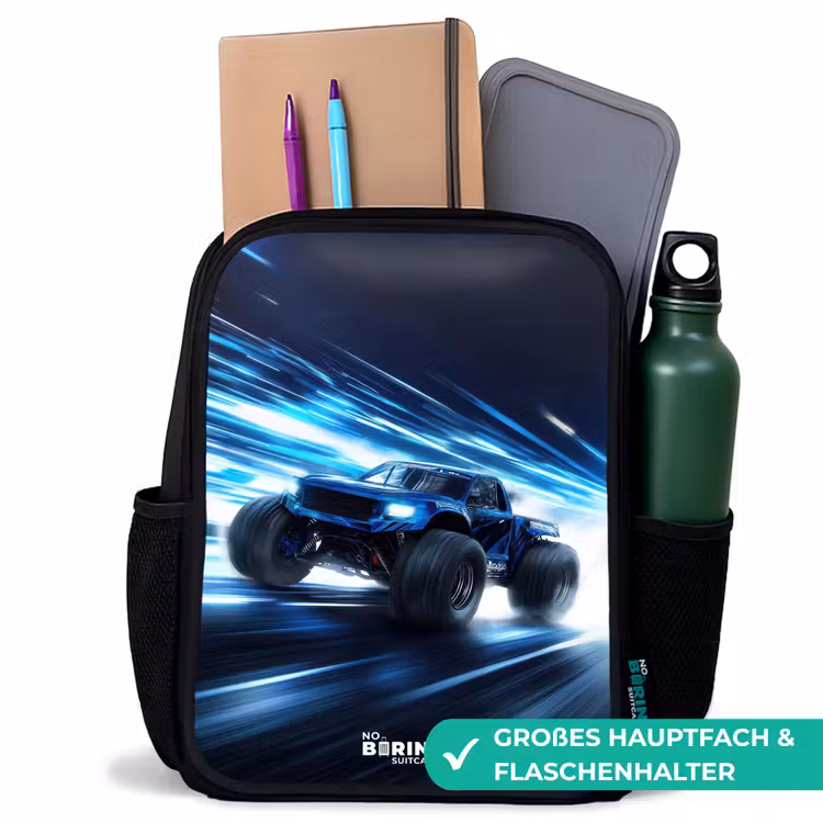 Kinderrucksack - Schwarz - Monstertruck rast durch die Lichtgeschwindigkeit — 8