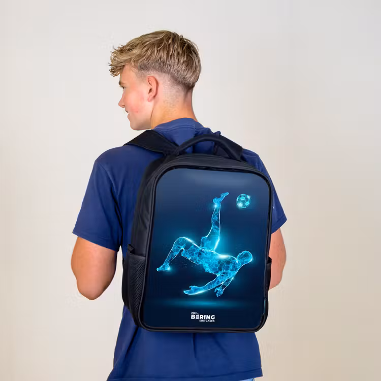 Kinderrucksack - Schwarz - Omake in blauem Neon-Fußball — 3