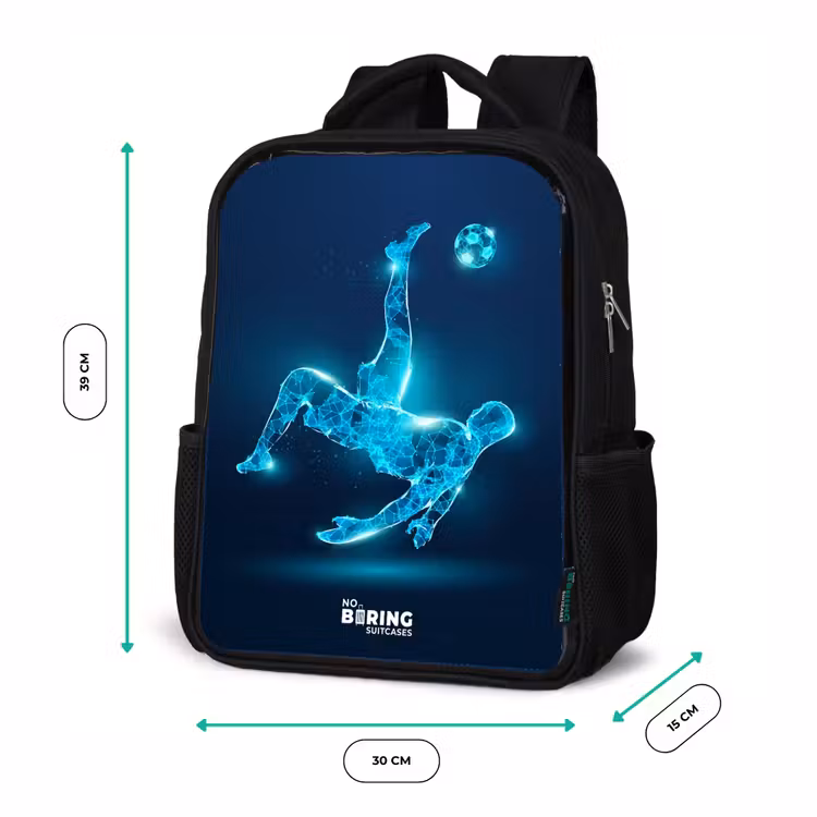 Kinderrucksack - Schwarz - Omake in blauem Neon-Fußball — 6