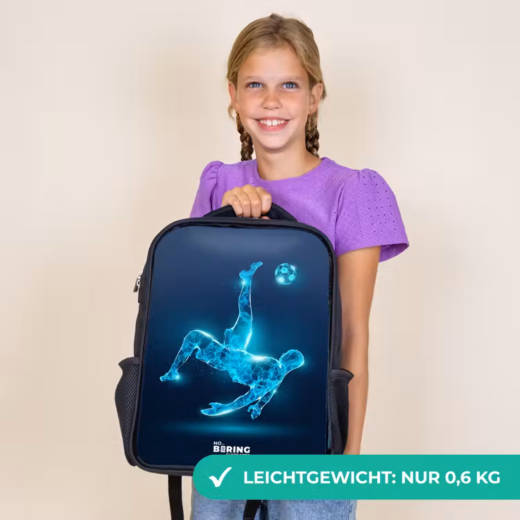 Kinderrucksack - Schwarz - Omake in blauem Neon-Fußball — 7