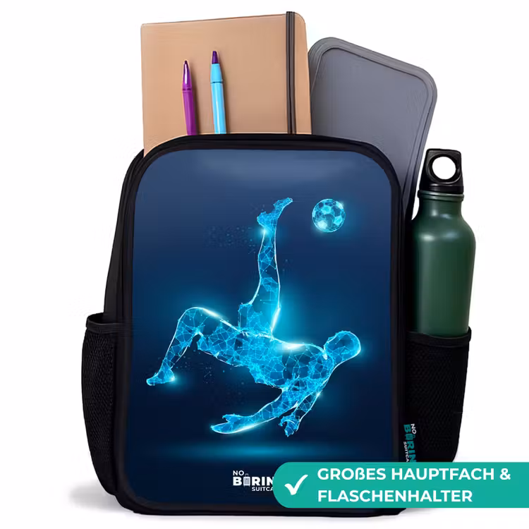 Kinderrucksack - Schwarz - Omake in blauem Neon-Fußball — 8