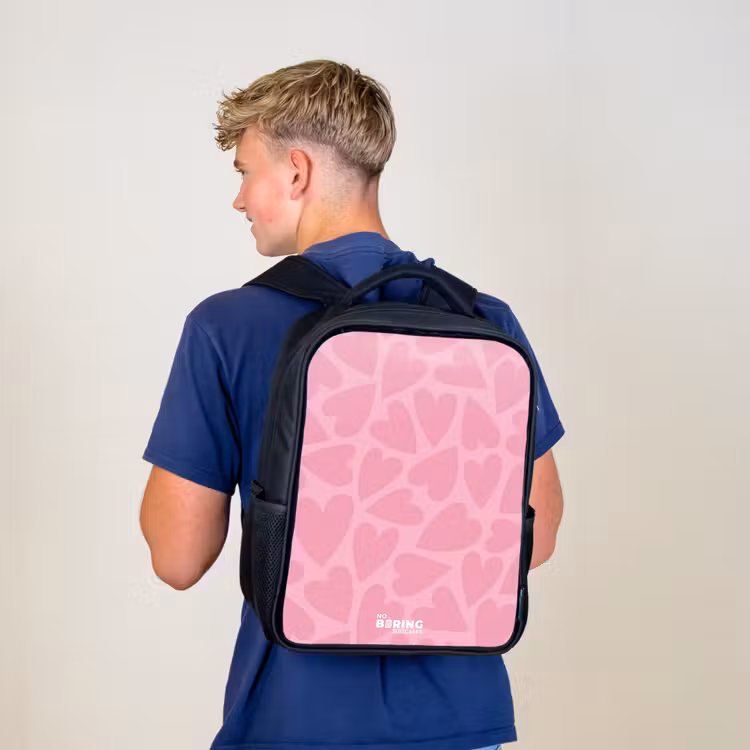 Kinderrucksack - Schwarz - Rosa Herzen Muster — 3