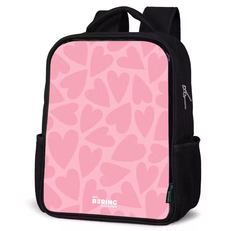 Kinderrucksack - Schwarz - Rosa Herzen Muster — 4