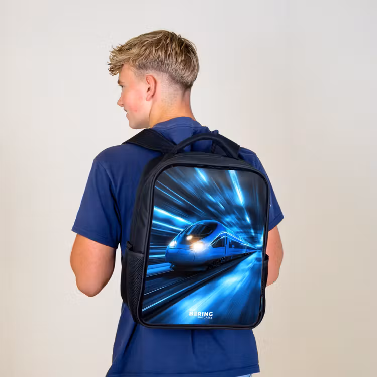 Kinderrucksack - Schwarz - Superschnellzug im neonblauen Tunnel — 3