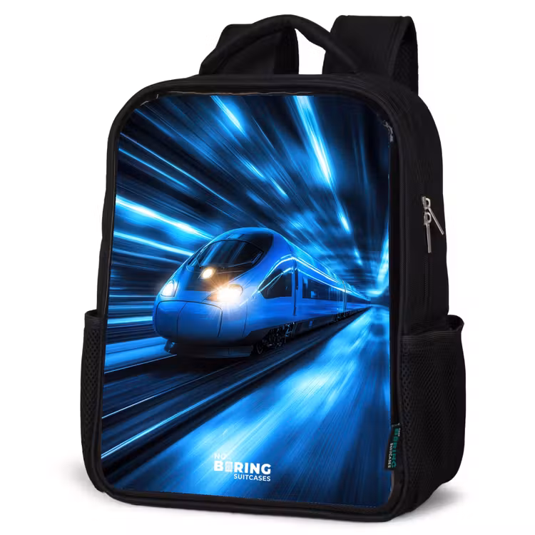 Kinderrucksack - Schwarz - Superschnellzug im neonblauen Tunnel — 4