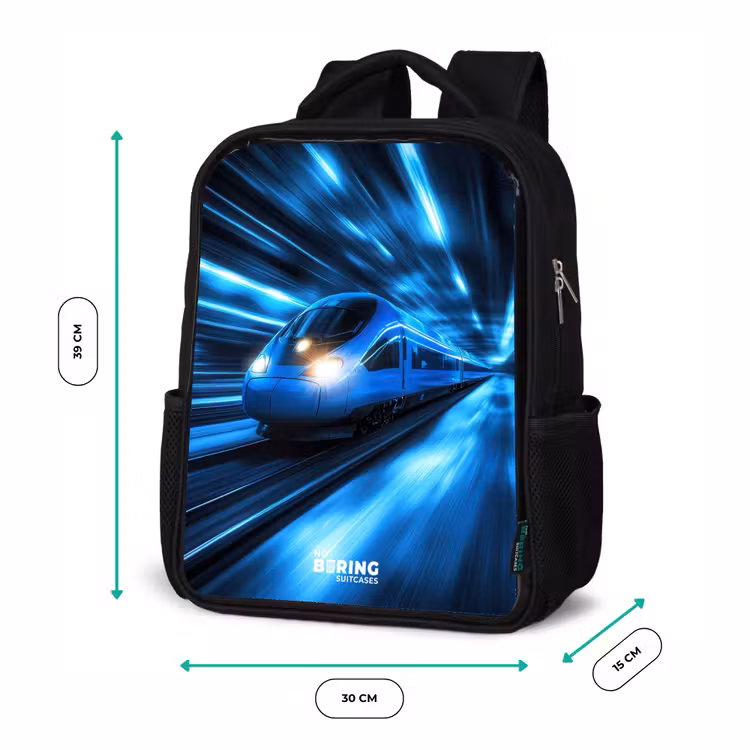 Kinderrucksack - Schwarz - Superschnellzug im neonblauen Tunnel — 6