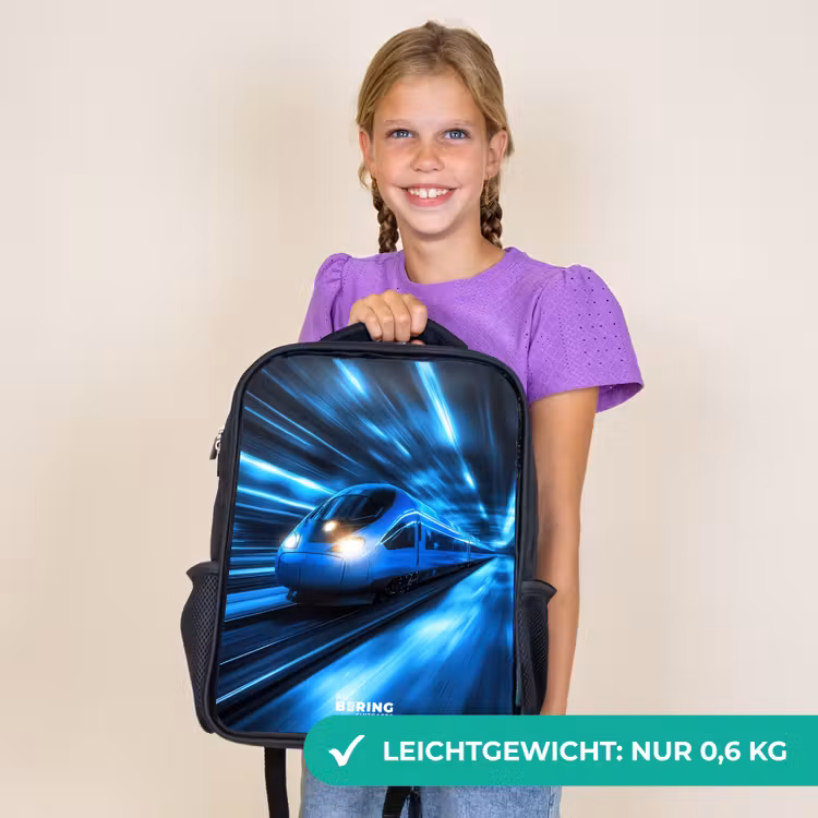 Kinderrucksack - Schwarz - Superschnellzug im neonblauen Tunnel — 7