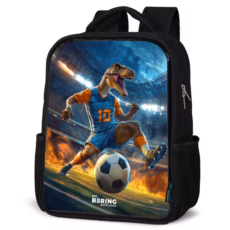 Kinderrucksack - Schwarz - T-Rex als Fußballer im vollen Stadion — 4