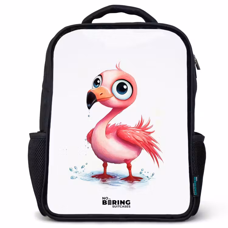 Kinderrucksack - Schwarz - Rosa Flamingo im Wasser — 1