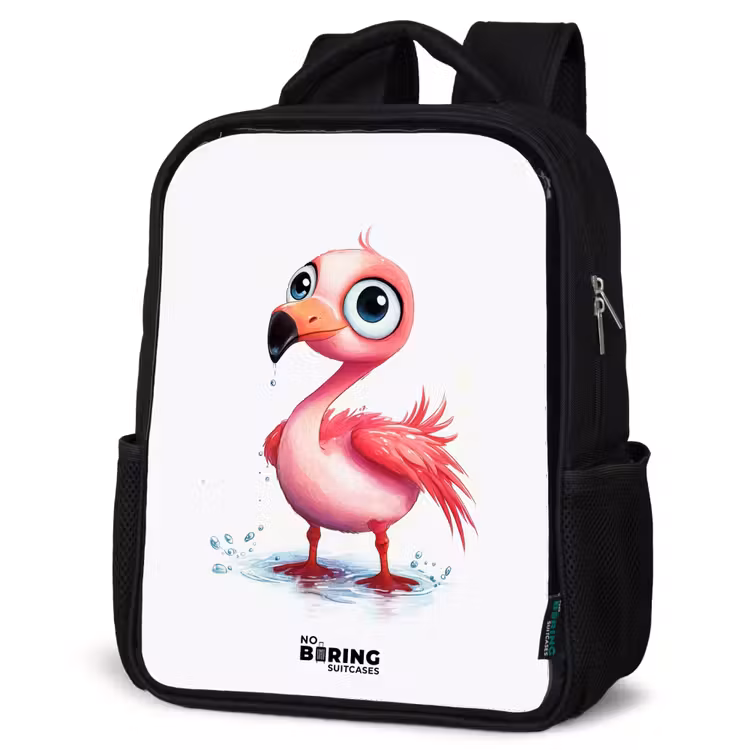 Kinderrucksack - Schwarz - Rosa Flamingo im Wasser — 4
