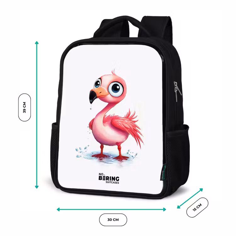Kinderrucksack - Schwarz - Rosa Flamingo im Wasser — 6