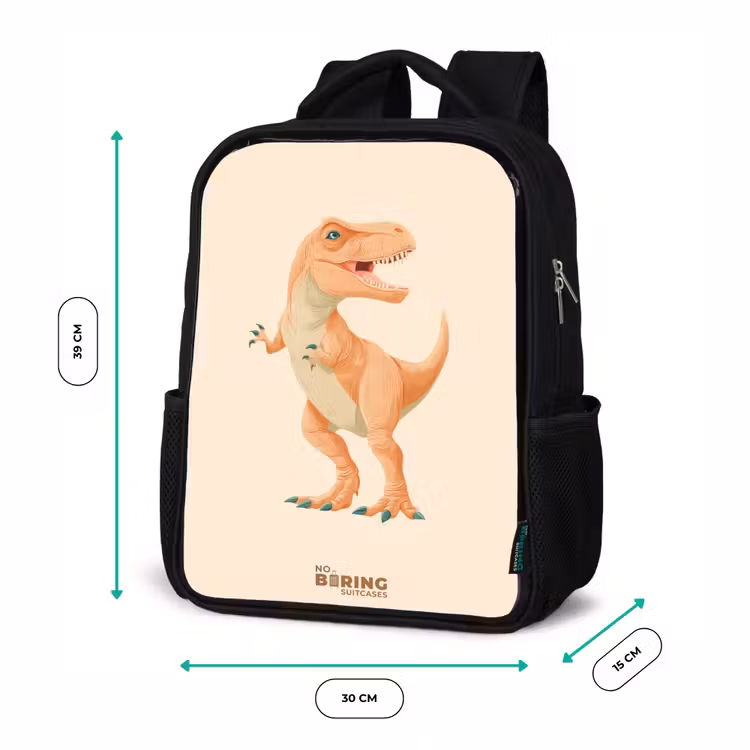 Kinderrucksack - Schwarz - T-rex dino in orangefarben — 6