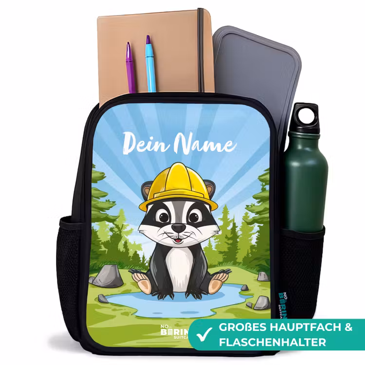 Kinderrucksack - Schwarz - Wally Arbeitsbär — 8