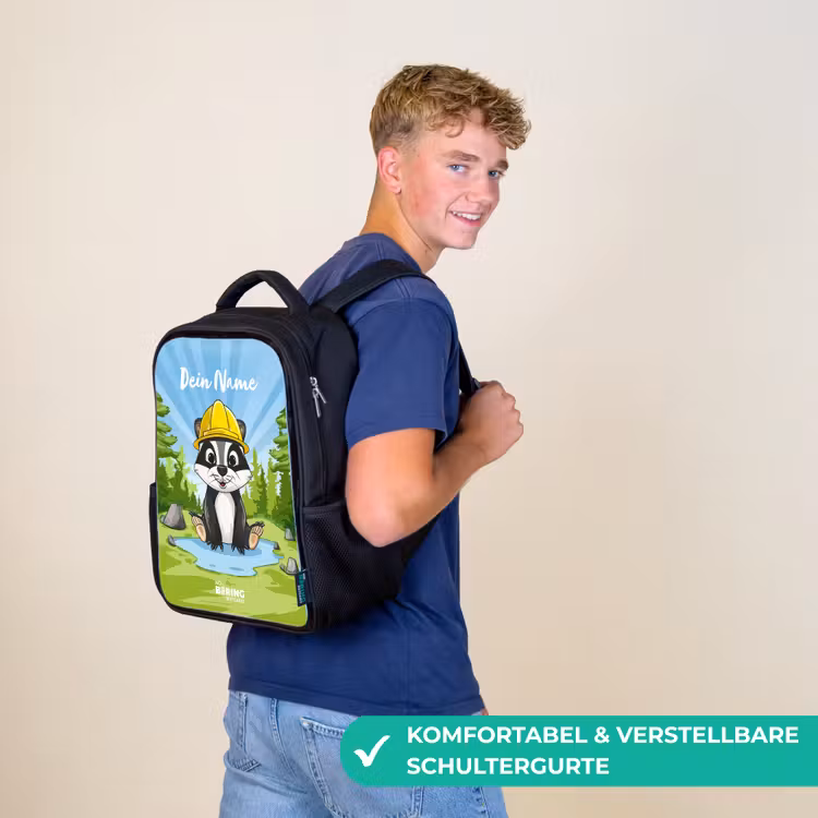 Kinderrucksack - Schwarz - Wally Arbeitsbär — 9