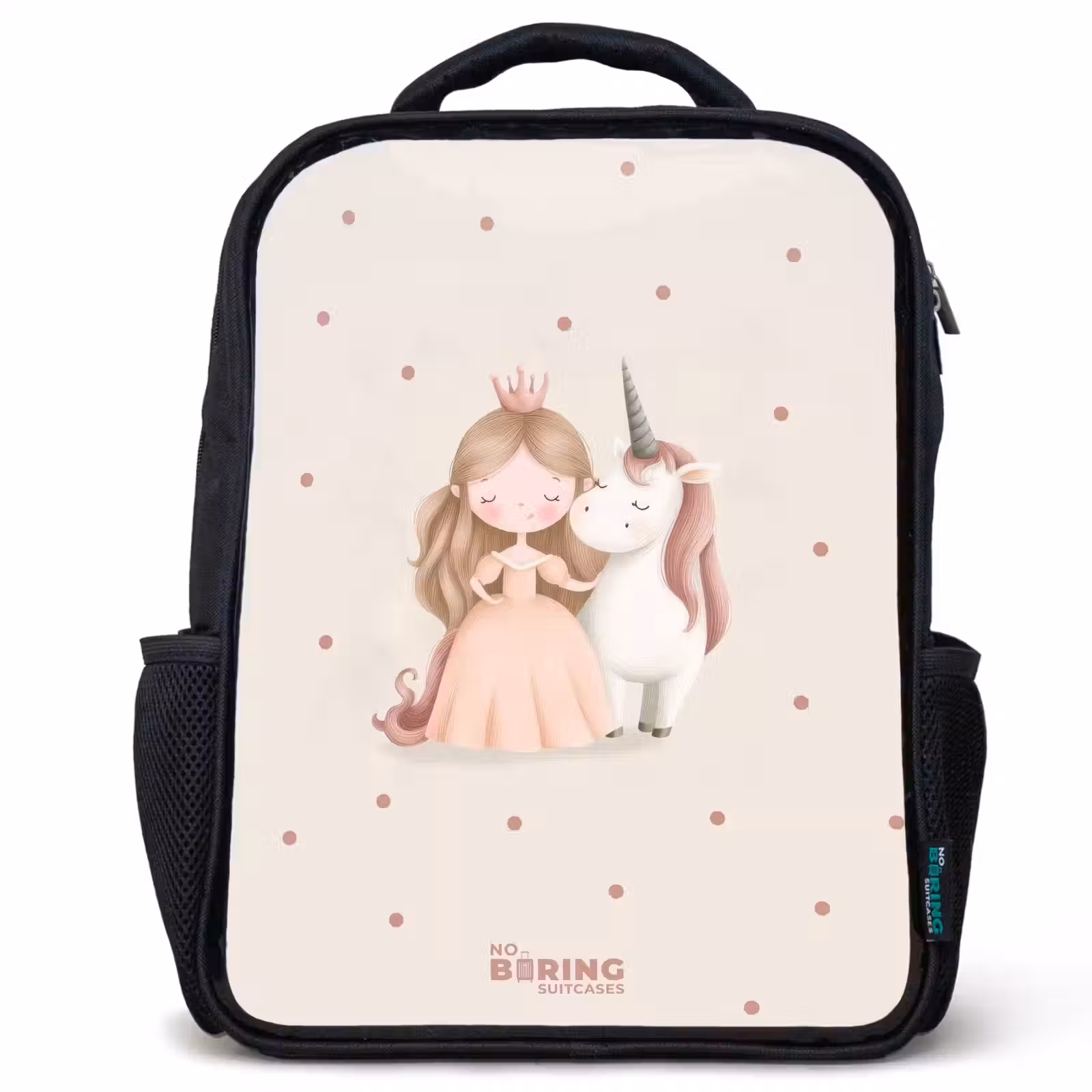 Kinderrucksack - Schwarz - Prinzessin und ein Einhorn in Pastellfarben — 1
