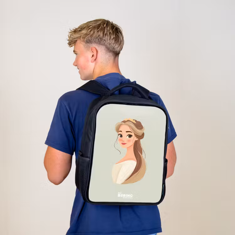 Kinderrucksack - Schwarz - Prinzessin mit Diadem - Grün — 3