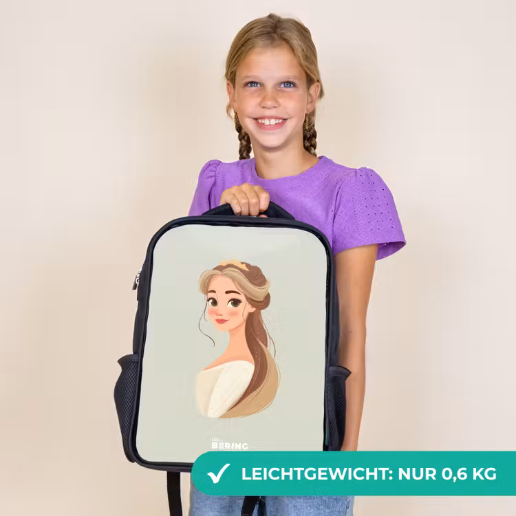 Kinderrucksack - Schwarz - Prinzessin mit Diadem - Grün — 7
