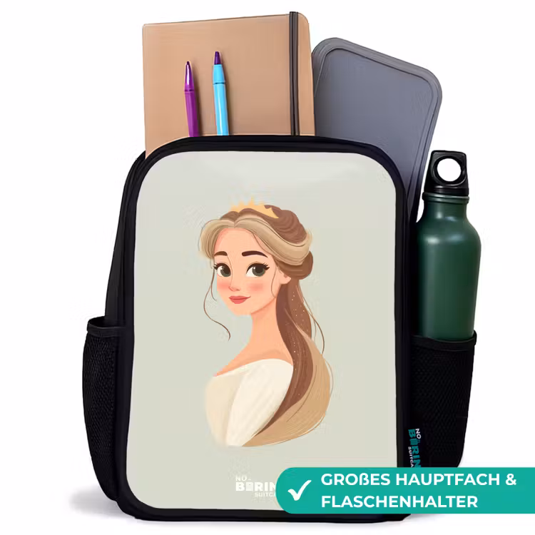 Kinderrucksack - Schwarz - Prinzessin mit Diadem - Grün — 8