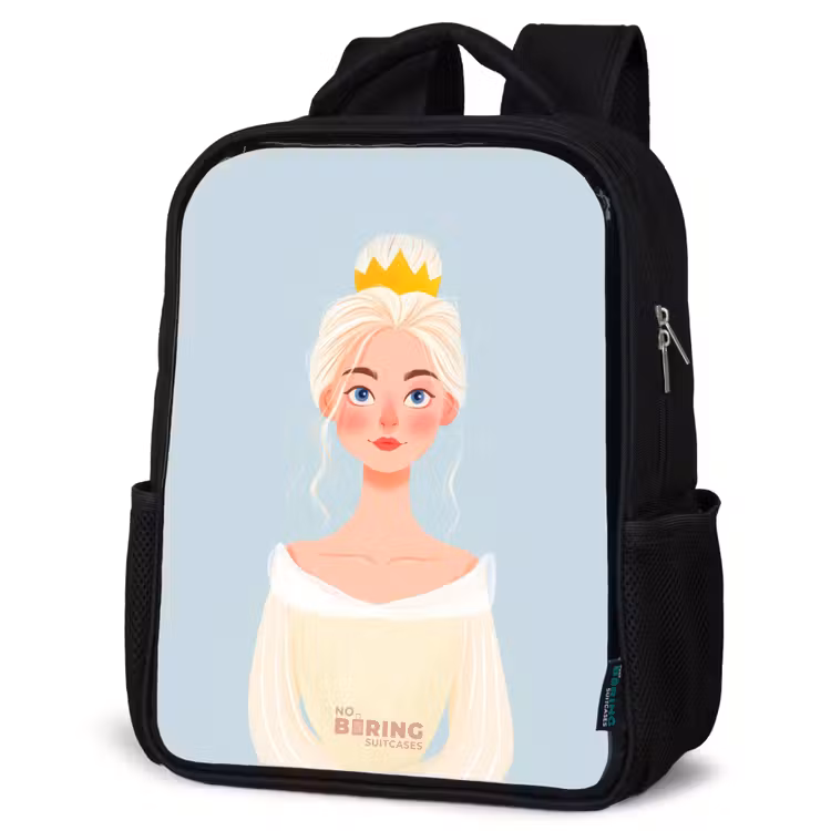 Kinderrucksack - Schwarz - Prinzessin mit goldener Krone - Blau — 4