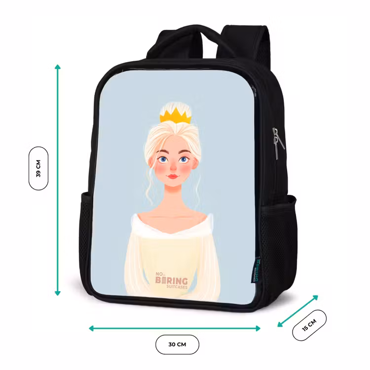 Kinderrucksack - Schwarz - Prinzessin mit goldener Krone - Blau — 6