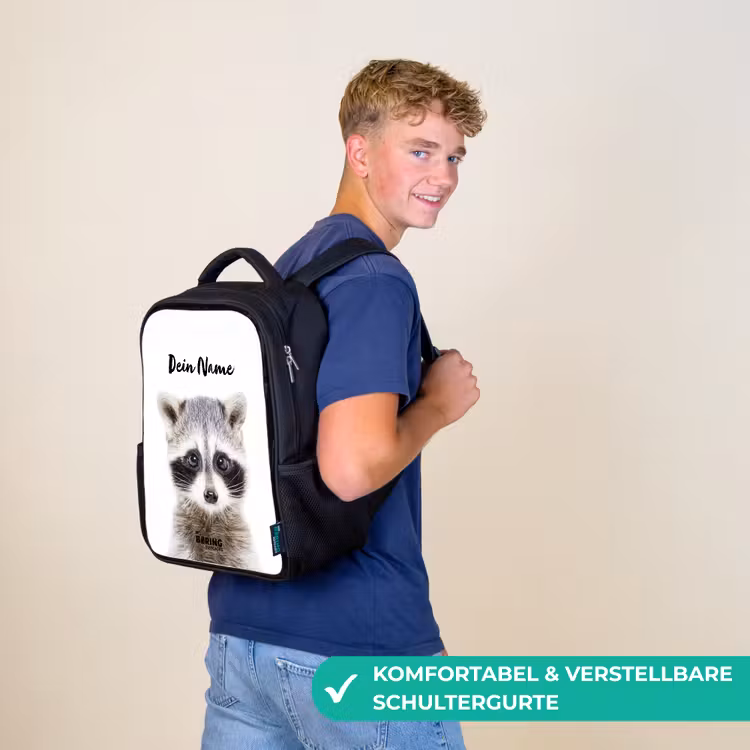 Kinderrucksack - Schwarz - Rachid Waschbär — 9