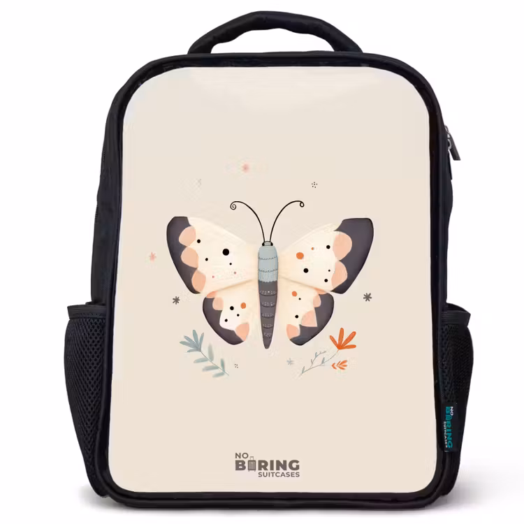 Kinderrucksack - Schwarz - Schmetterling in neutralen Pastellfarben — 1