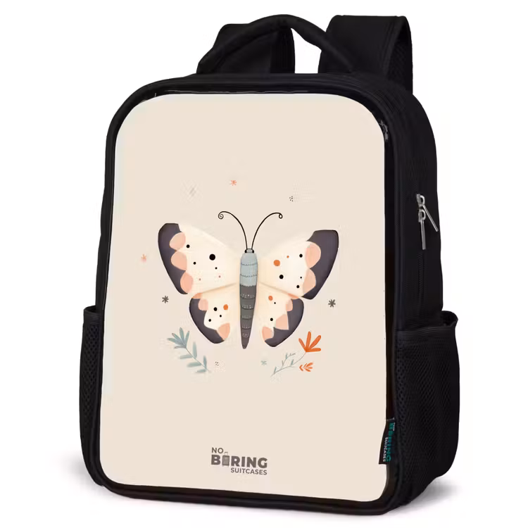 Kinderrucksack - Schwarz - Schmetterling in neutralen Pastellfarben — 4