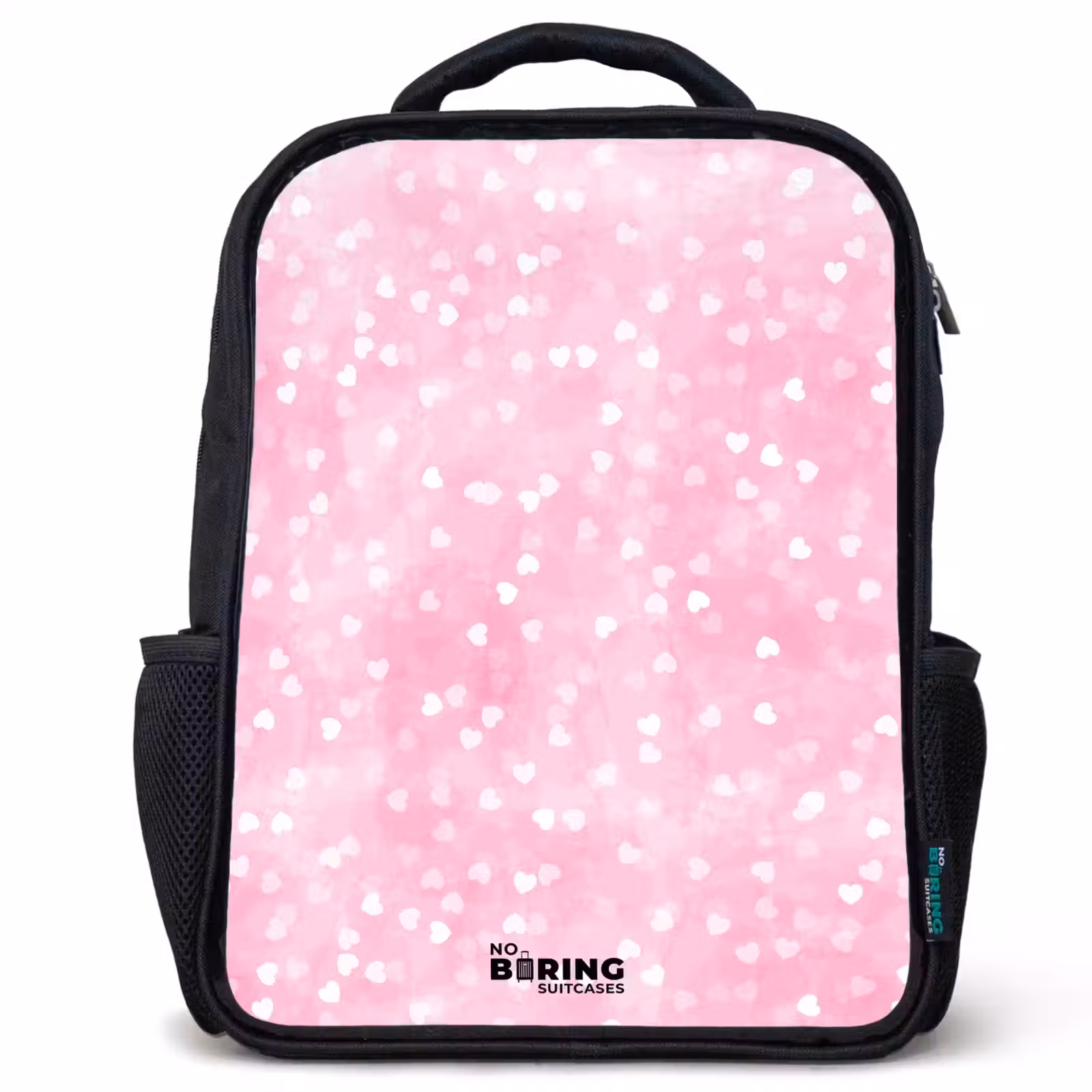 Kinderrucksack - Schwarz - Rosa Glitzerherzen — 1