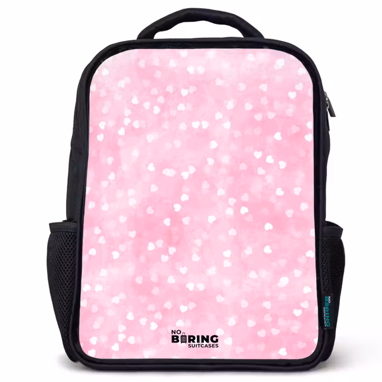 Kinderrucksack - Schwarz - Rosa Glitzerherzen — 1