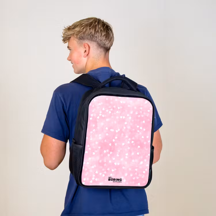 Kinderrucksack - Schwarz - Rosa Glitzerherzen — 3