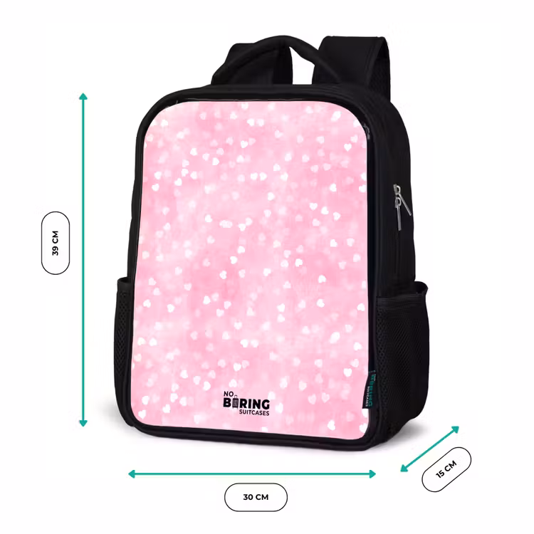 Kinderrucksack - Schwarz - Rosa Glitzerherzen — 6