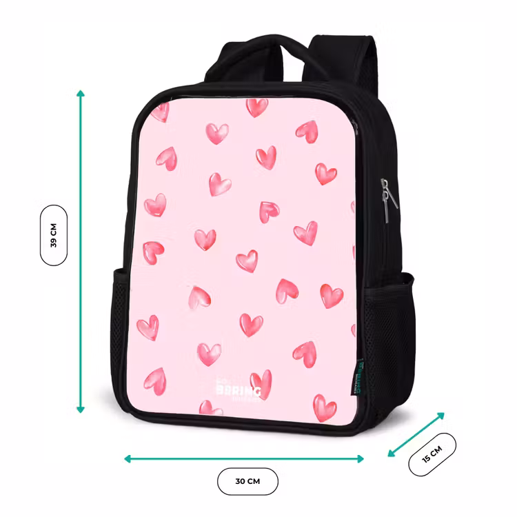 Kinderrucksack - Schwarz - Rosa Herzen — 6