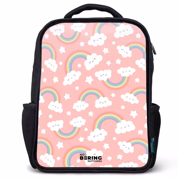 Kinderrucksack - Schwarz - Rosa mit Regenbogenmuster — 1