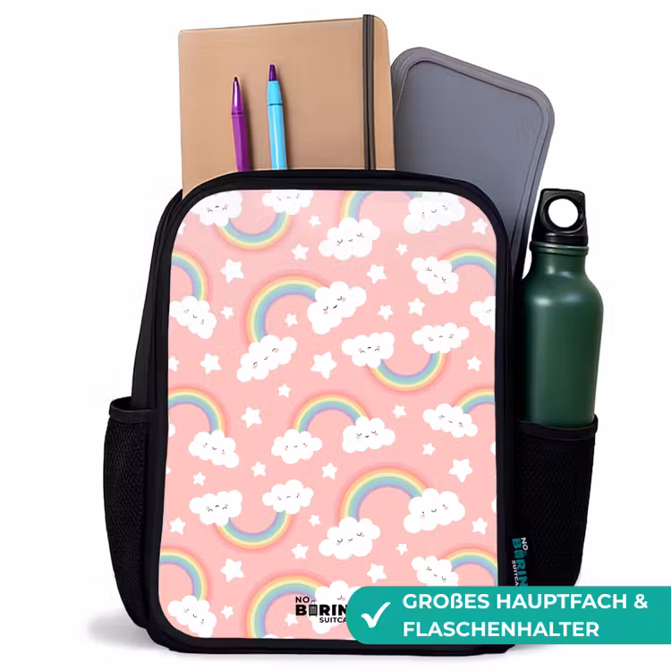 Kinderrucksack - Schwarz - Rosa mit Regenbogenmuster — 8