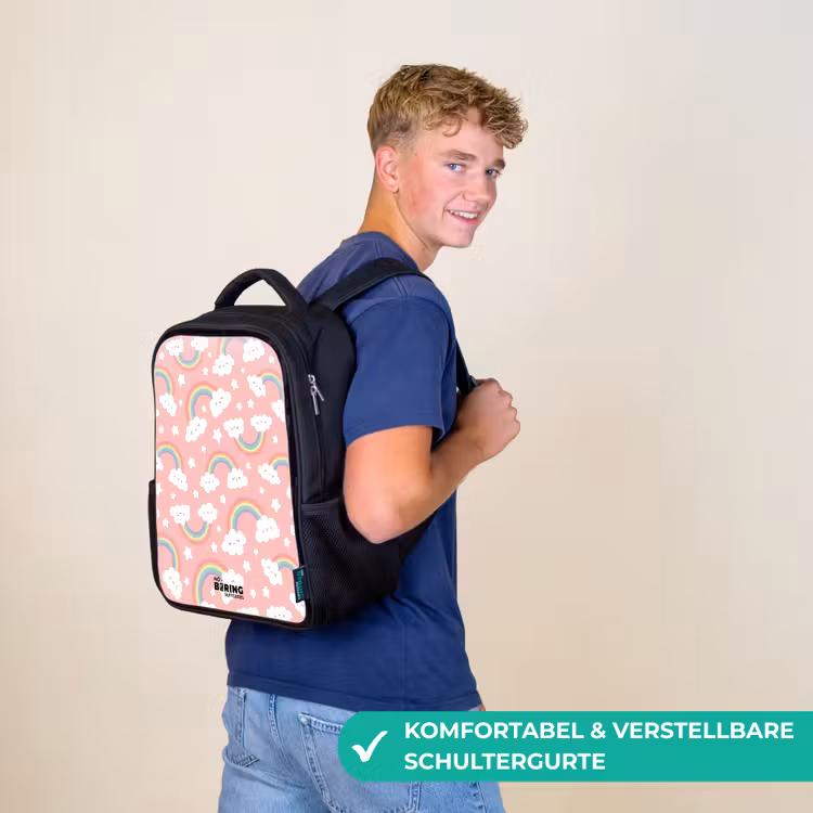 Kinderrucksack - Schwarz - Rosa mit Regenbogenmuster — 9