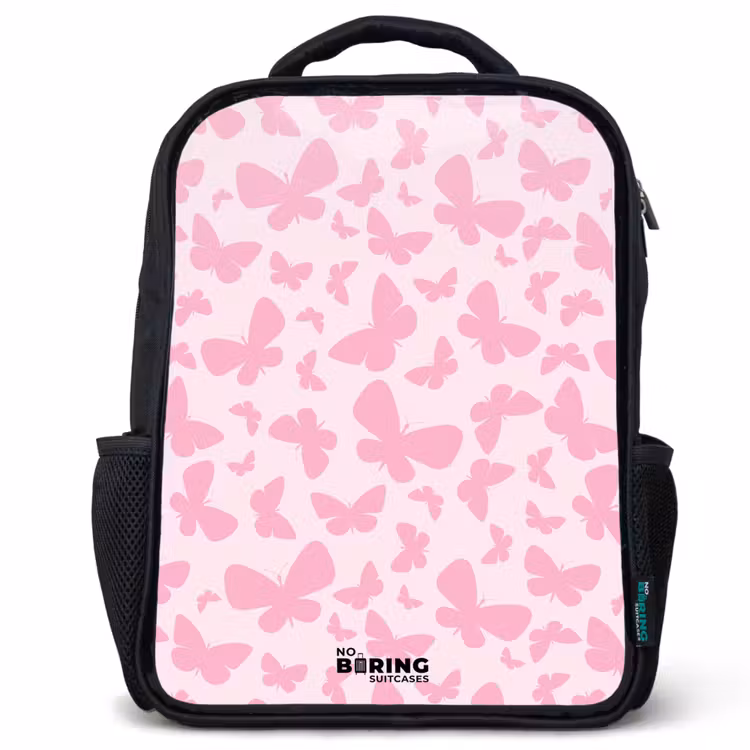 Kinderrucksack - Schwarz - Rosa Schmetterlinge — 1
