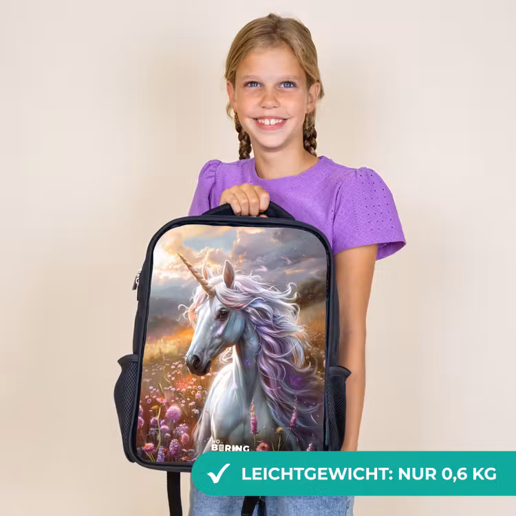 Kinderrucksack - Schwarz - Pastellfarbene Perle Horn — 7