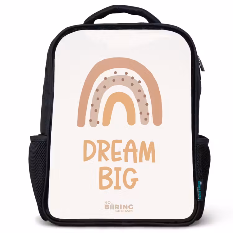 Kinderrucksack - Schwarz - Regenbogen mit dem Zitat 'Dream Big' — 1