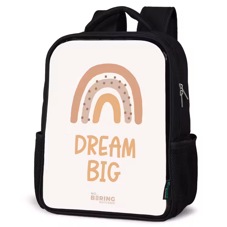 Kinderrucksack - Schwarz - Regenbogen mit dem Zitat 'Dream Big' — 4