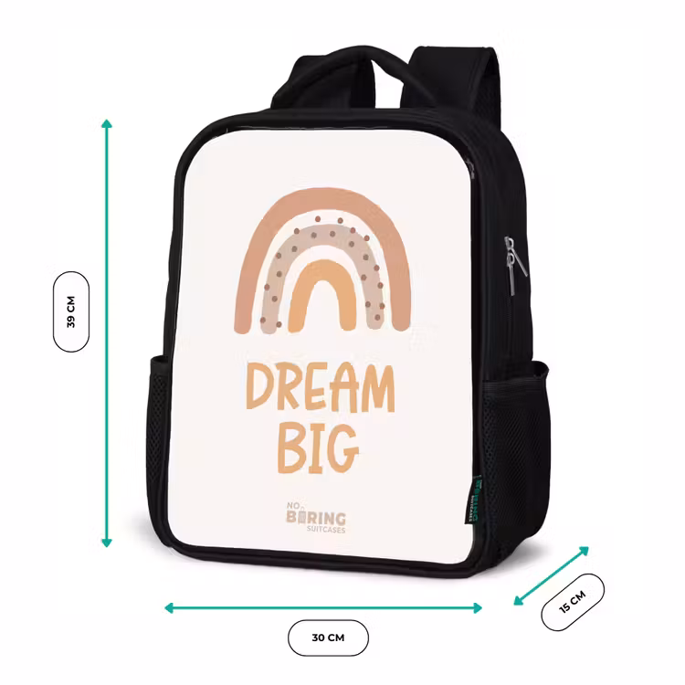 Kinderrucksack - Schwarz - Regenbogen mit dem Zitat 'Dream Big' — 6