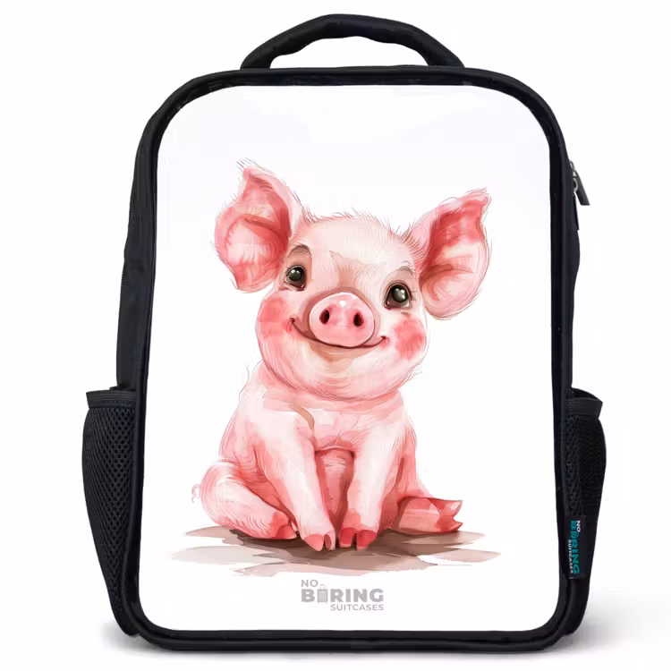 Kinderrucksack - Schwarz - Rosa Babyschweinchen — 1