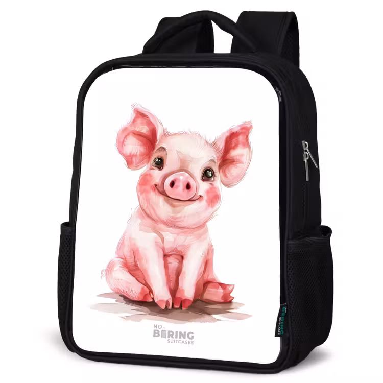 Kinderrucksack - Schwarz - Rosa Babyschweinchen — 4