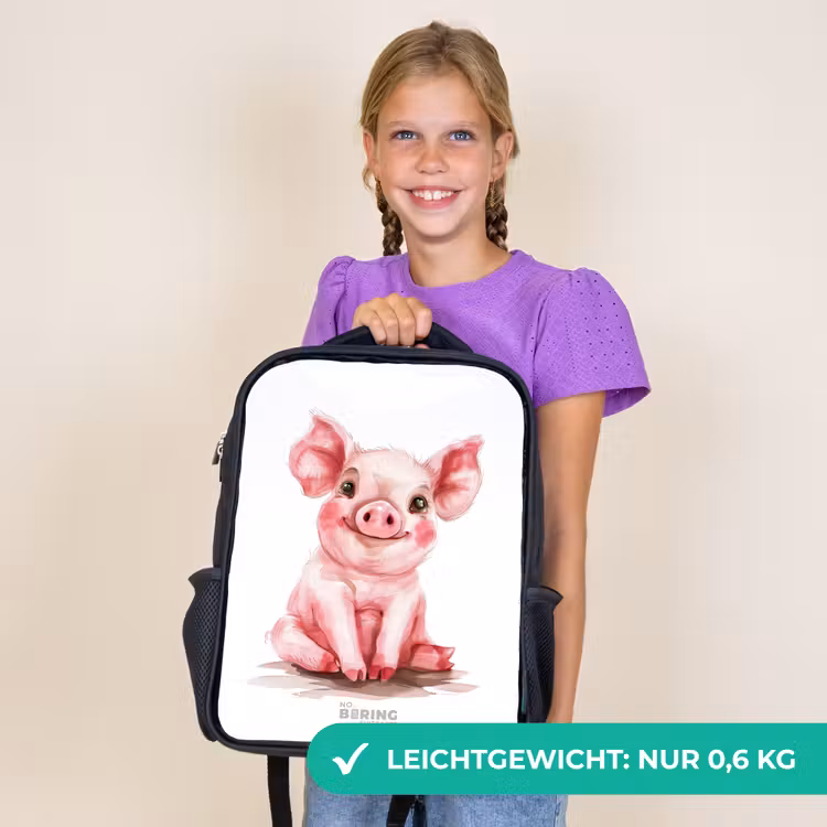 Kinderrucksack - Schwarz - Rosa Babyschweinchen — 7
