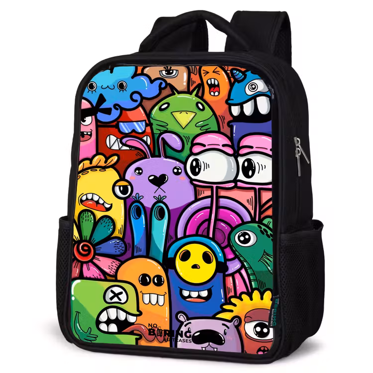 Kinderrucksack - Schwarz - Lustige bunte Monster — 4