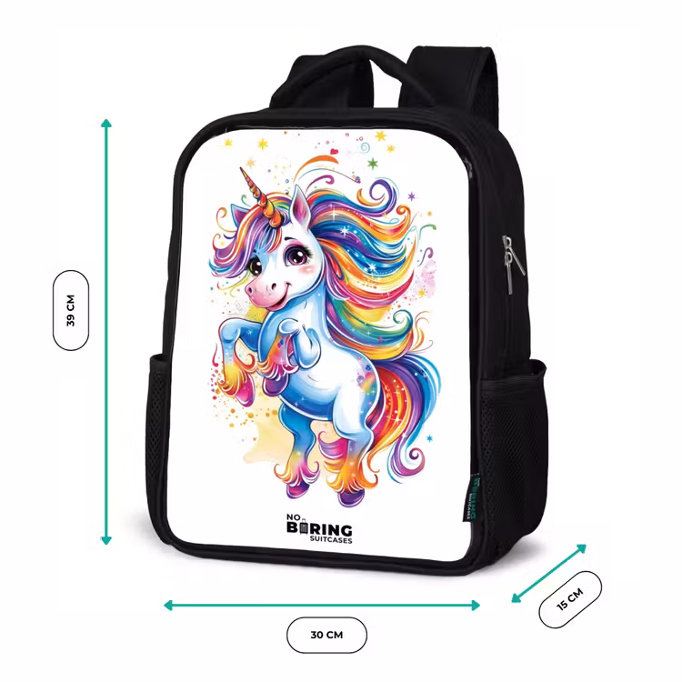 Kinderrucksack - Schwarz - Tänzelndes Einhorn mit Regenbogenmähne — 6