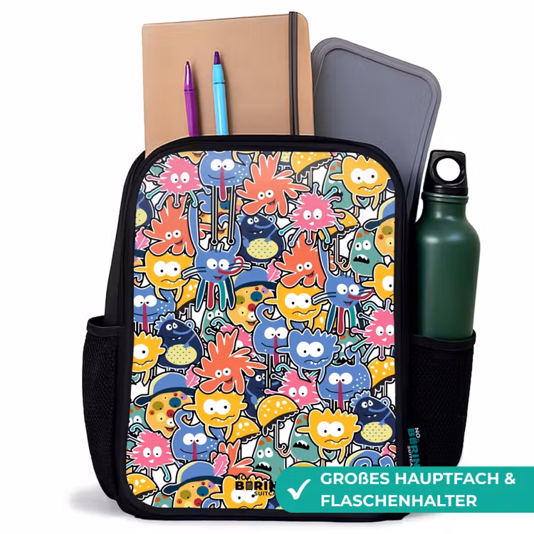 Kinderrucksack - Schwarz - Wanzen mit großen Augen — 8
