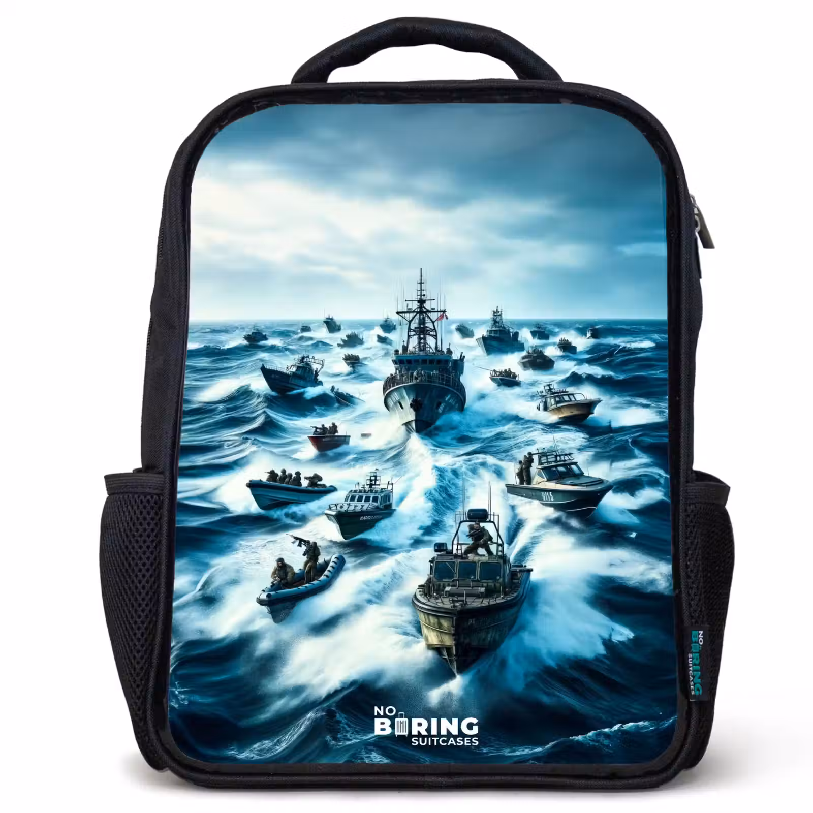 Kinderrucksack - Schwarz - Schiffe auf dem Meer — 1