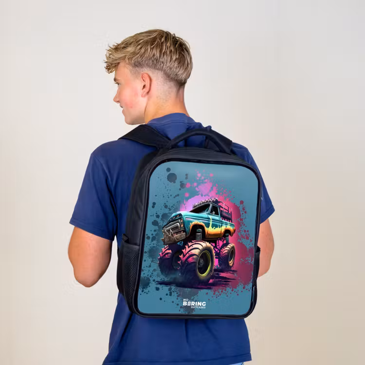 Kinderrucksack - Schwarz - Monster-Räder — 3