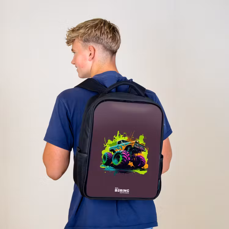 Kinderrucksack - Schwarz - Neon-Räder — 3