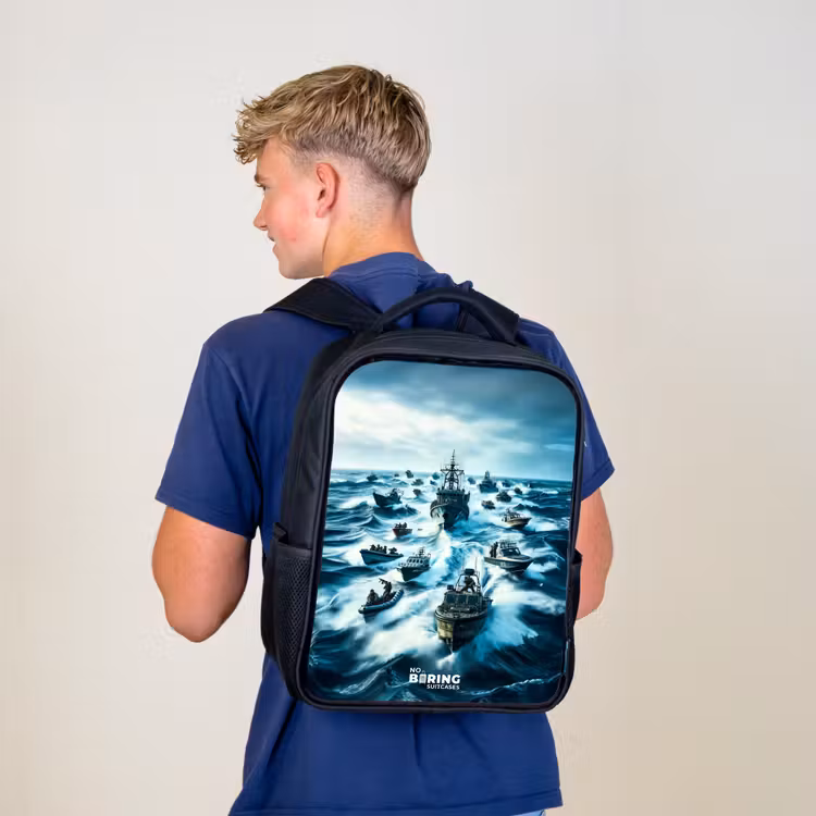 Kinderrucksack - Schwarz - Schiffe auf dem Meer — 3